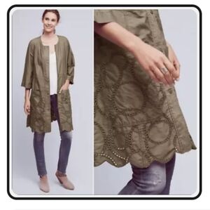 Hei Hei Olive Green Embroidered Long Jacket In Size Medium Petite